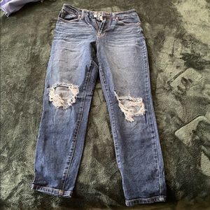 High Rise Distressed Straight Leg Jeans Size 9